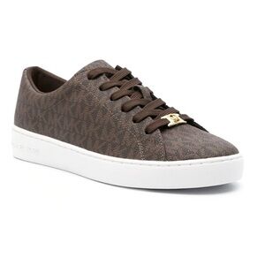 Women’s Michael Kors Keaton Lace-Up Brown Sneakers Shoe 8.5 MK Logo Signature